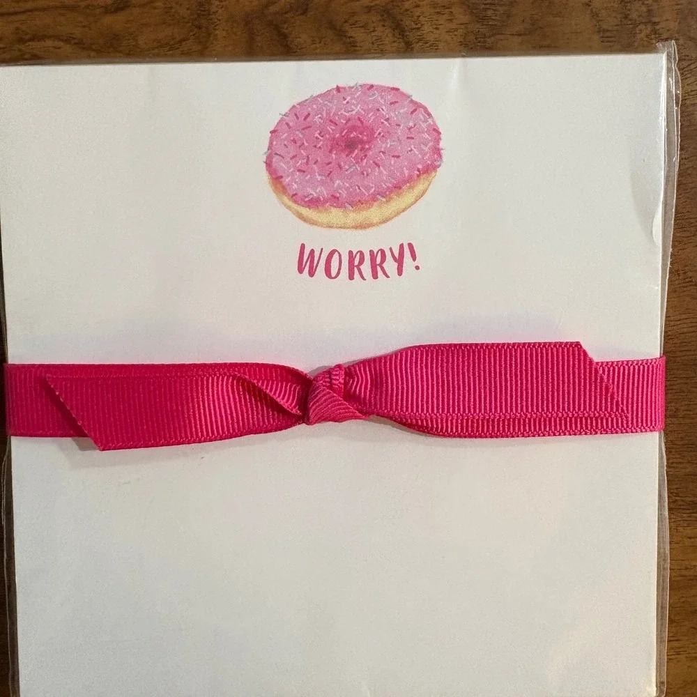 Pun Fun Gift Donut Worry Pink Notepad‎ Desk Stationery Made in USA 50 Pages